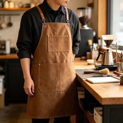 Multi‑Pocket Heavy Duty Canvas Apron, Detachable Cross‑Back Adjustable Shoulder Straps Work Apron for Chef Cafe Gardening