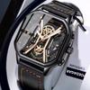 Fashion Men Wristwatches Luxury Chronograph Luminous Waterproof Date Watch Square Dial Leather Quartz Watches