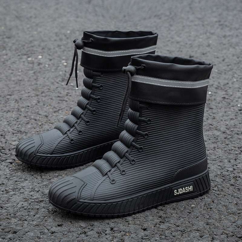Rain Shoes Short Tube Waterproof Water Shoes Non-slip and Warm Men's Rain Boots Women's Kitchen Velvet Wear-resistant New Rubber Shoes Water Boots