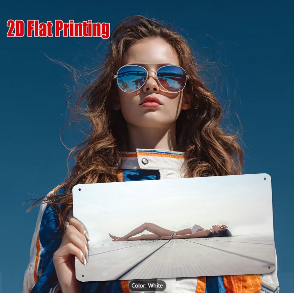 

HD Metal Tin Sign Woman in White Bikini Lying on Sunlit Wooden Deck Summer Outdoor Relaxation Scene Wall Decor 15x30cm(5.9x7.8inch)