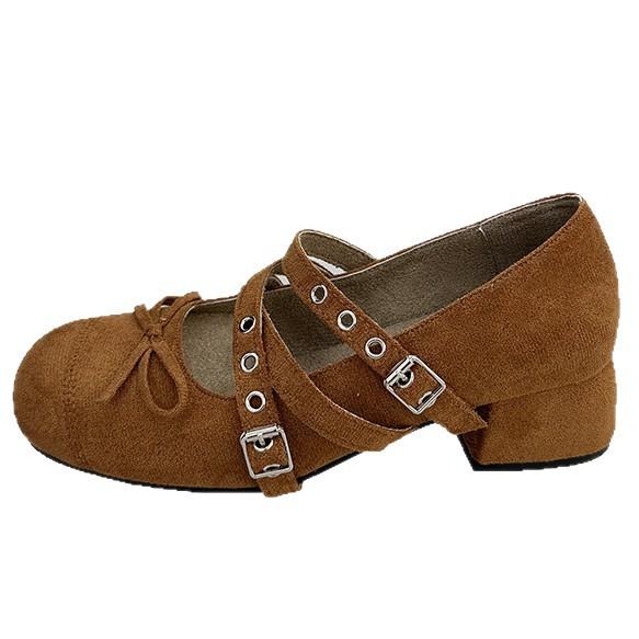 Fashion Mary Jane Shoes Women's Autumn Fashion Design Sense Versatile Bow Light Mouth French Casual High Heel Small Single Shoes