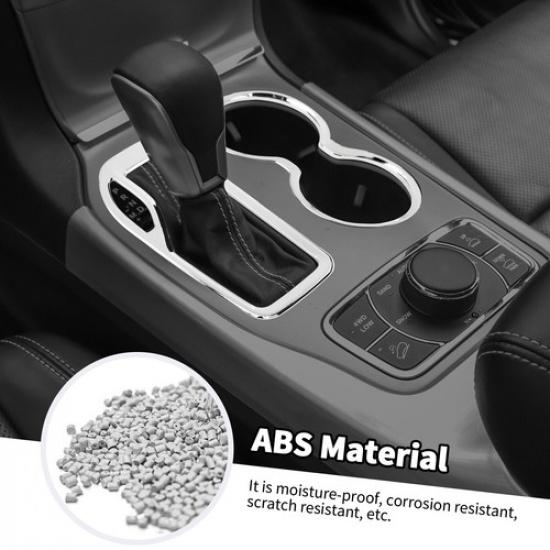 Chrome Gear Shift Panel Cup Holder Cover Trims for Jeep Grand Cherokee 2016-