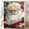 Tuniu Charming Santa Claus Reading Book Bathroom Shower Curtain Christmas Holiday Festive Decor Funny Cozy Home Decor Gift