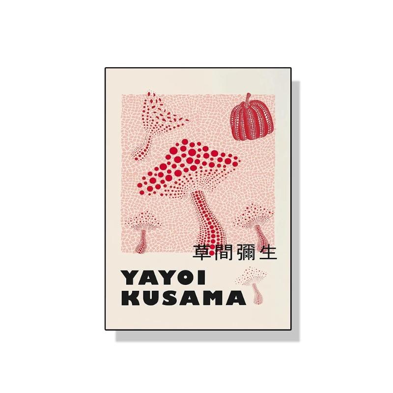 Yayoi Kusama Kunstausstellung Kürbisblume Wandkunst Poster Drucke Abstrakte Leinwandmalerei Bild für Modernes Zimmer Wohnkultur