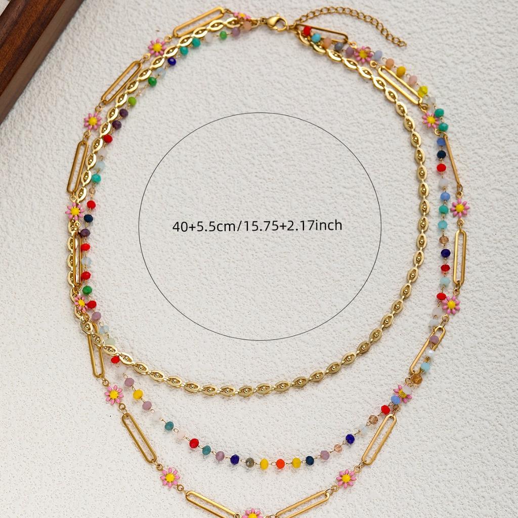 Multilayer Colorful Beaded Dopamine Clavicle Necklace European American Fashion Jewelry