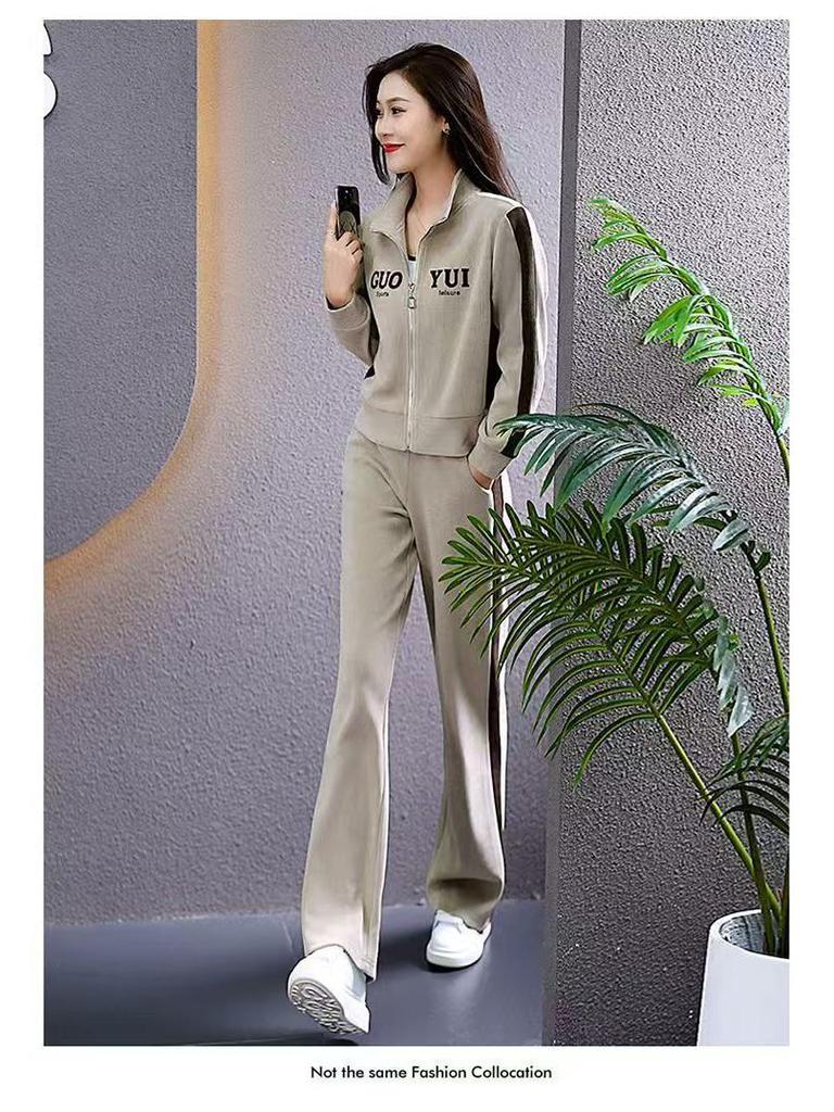 2025 Spring & Autumn Petite Women's Fashionable Two-Piece Influencer Street Style Sportswear Set