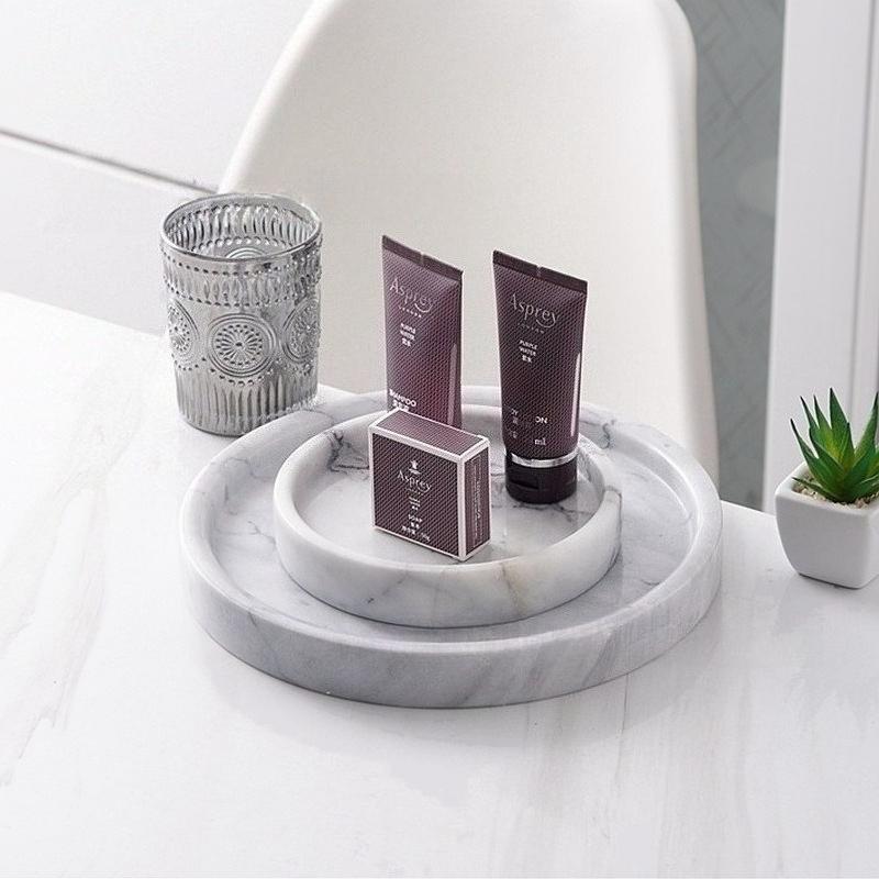 Natural Marble Round Tray Nordic Style Light Luxury Home Decoration Beauty Tray Bathroom Storage Tray