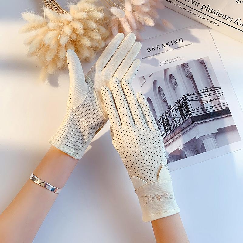 Rękawiczki przeciwsłoneczne do jazdy damskie letnie czysta bawełna z ekranem dotykowym cienkie