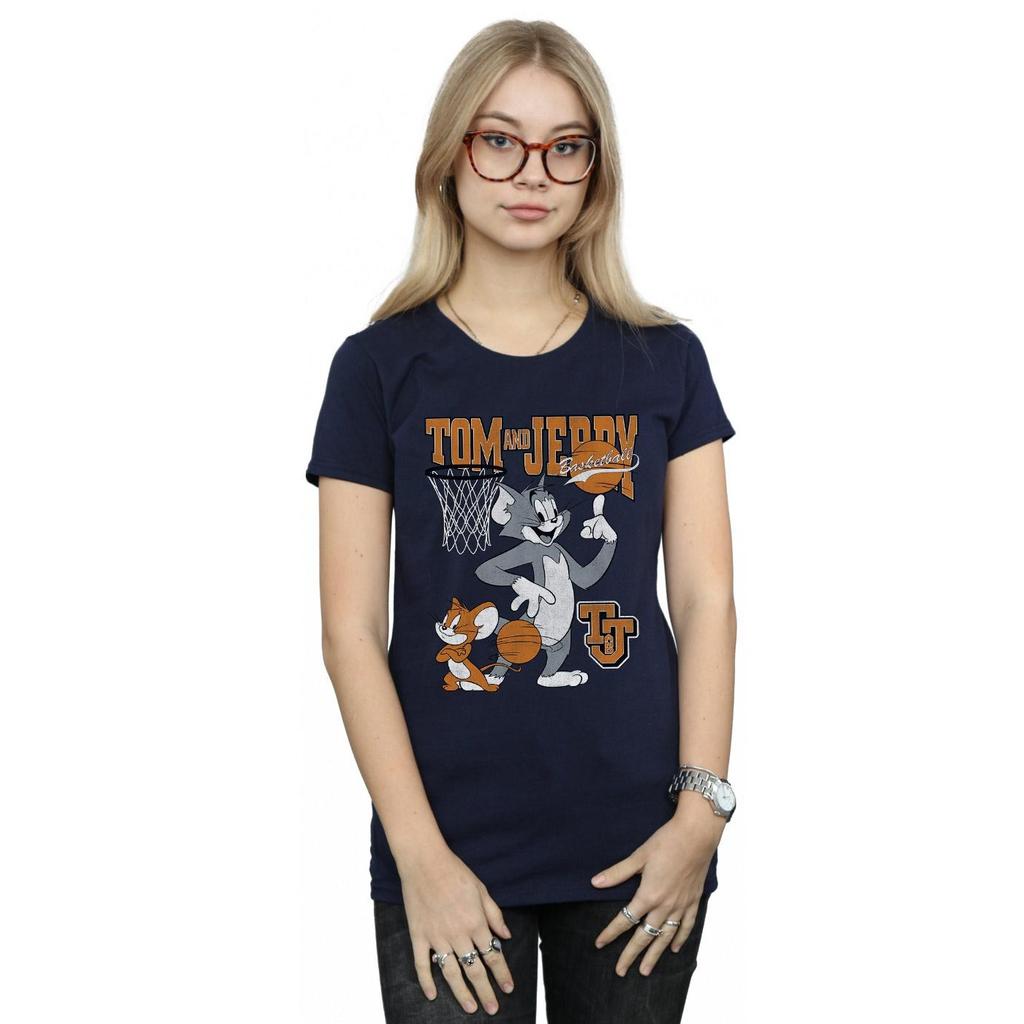Tom And Jerry Womens/Ladies Spinning Basketball Cotton T-Shirt