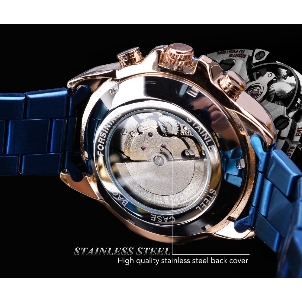 Forsining Wasserdichte multifunktionale mechanische Uhr Herrenmode automatische mechanische Uhr GMT1137-4-A