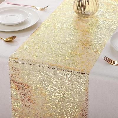 1 x glitzernder metallischer Tischläufer, Polyester, Gold/Roségold, Tischläuferrolle, Esstischdekoration für Party, Geburtstag, Hochzeit