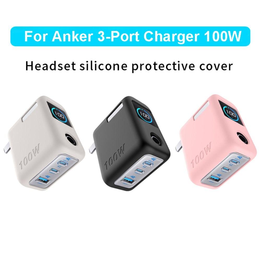 Dustproof Silicone Case Carrying Case for Anker 100W 3-Port Charger With Screen Display Travel
