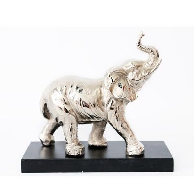 [A1414] - Black Silver 'Elephant' Metal Figurine - 27x22x9 Cm