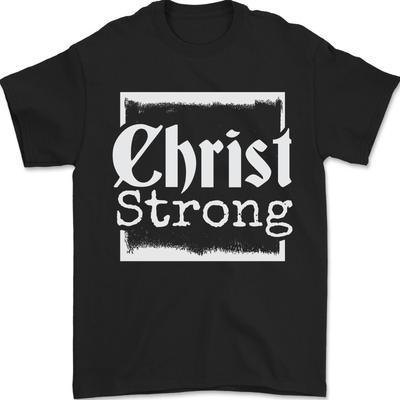 Christ Strong Christianity Christian God Jesus Mens T-Shirt 100% Cotton