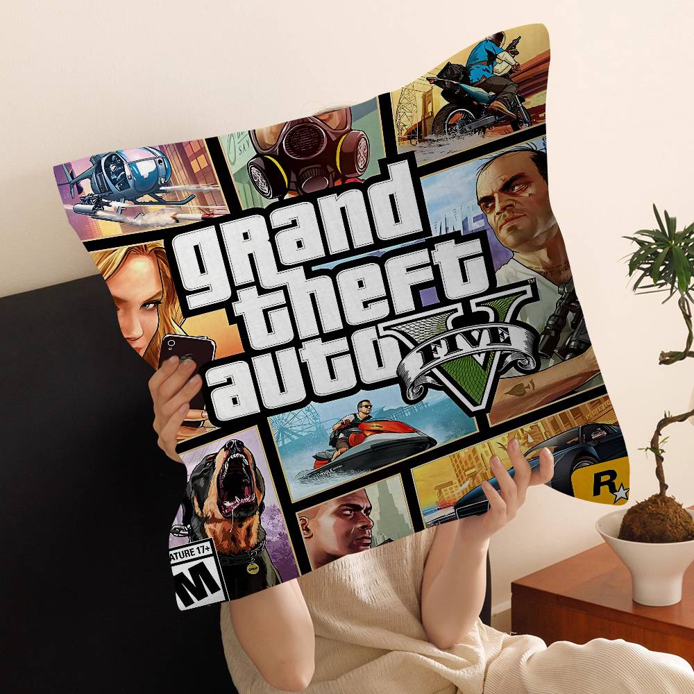 Action Game Grand TTheft Auto Cushion Cover Car Throw Pillow Case For Sofa Car Christmas Gift 40x40cm 45x45cm