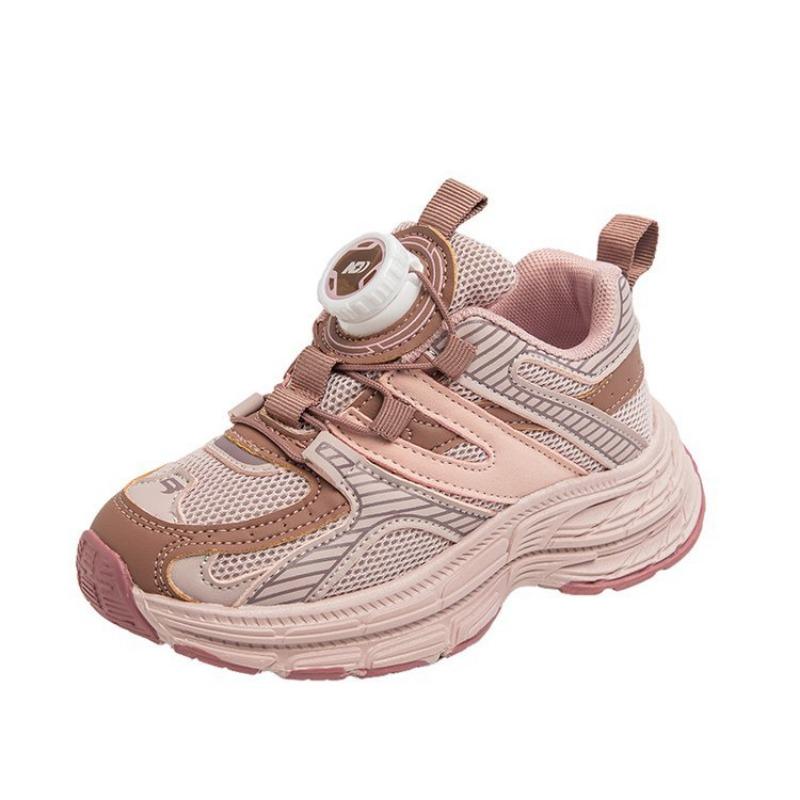 

Kids Rotating Buckle Breathable Mesh Sneakers Soft Sole Casual Sports Shoes 26 розовый