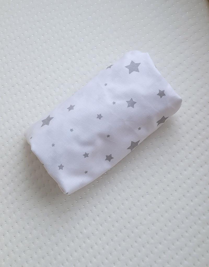 Cotton Fitted Sheet for Boho Moses Basket, Gondola Stroller 75x35 cm - Mini Stars Gray