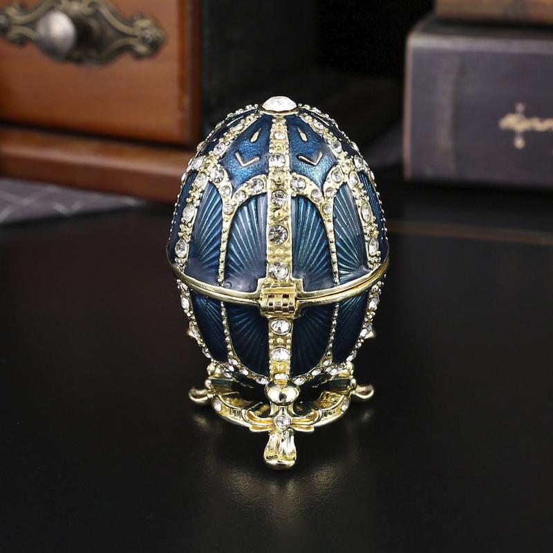 Egg Enamel Jewelry Box Flip Ring Stud Earrings Storage Exquisite Russian Egg Light Luxury Home Ornament