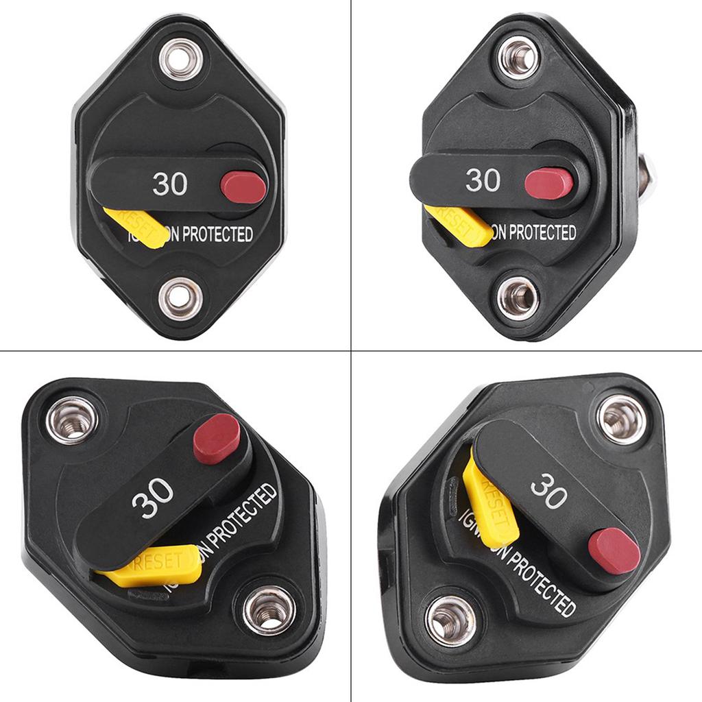 30 Amp Manual Reset Circuit Breaker Switch Car Boat Fuse Holder Waterproof