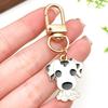 Cartoon Black & White Spotted Puppy Zinc Alloy U-Shaped Keychain Pendant