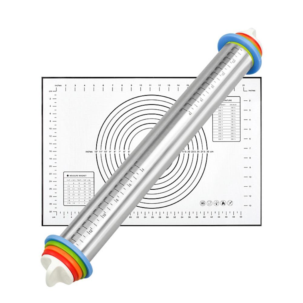 Adjustable Dough Roller Removable Rings Silicone Kneading Mat Bakery Use
