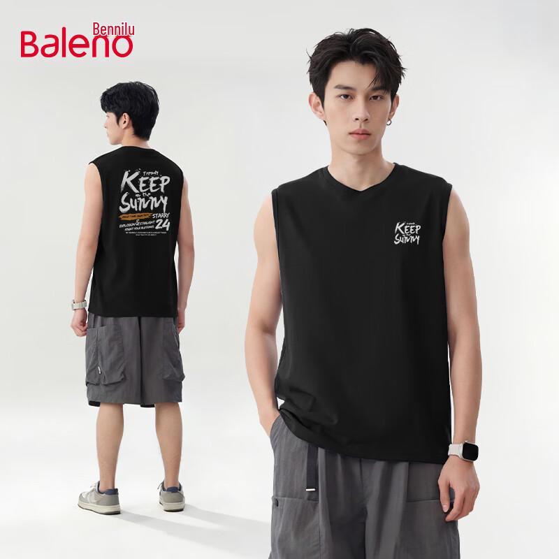 Baleno Men s Loose Fit Pure Cotton Sleeveless T-Shirt M