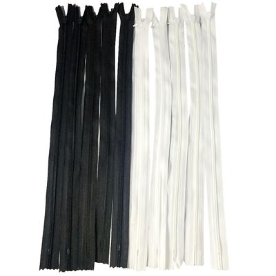 10 Stück weiß-schwarze unsichtbare Nylon-Reißverschlüsse mit geschlossenem Ende zum Nähen, 40 cm