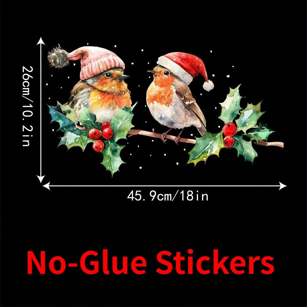 

1pc Winter Birds Static Cling Window Stickers Waterproof Christmas Glass Decoration for Home Living Room Bedroom Coffee Shop