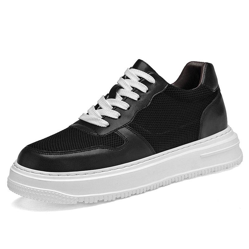 Men s 8CM Height-Increasing Breathable White Casual Shoes with Thick Sole 37