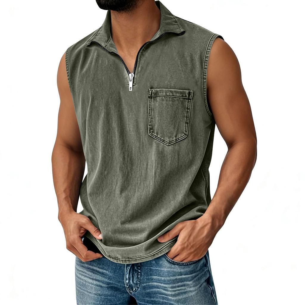 Heren Retro Vest met Halve Rits Heren Casual en Comfortabel Vest