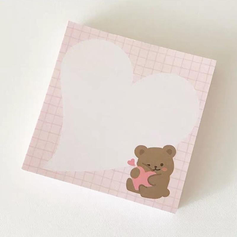 Kawai Ins Korean Little Brown Bear List Plaid Sticky Note Paper Non Stick Book Message 4 Handbook Bears Stationery Supplies