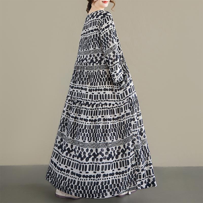 DIMANAF New 2026 Women Plus Size Spring Summer Beach Long Dress Lady Loose Oversize Maxi Floral Print Black Dresses