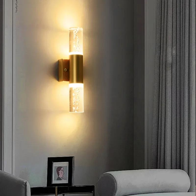 Bubble K9 Crystal Wall Light LED Space Aluminum Water Pipe Sconces Golden Tube  Lamp Luxury Modern Simple