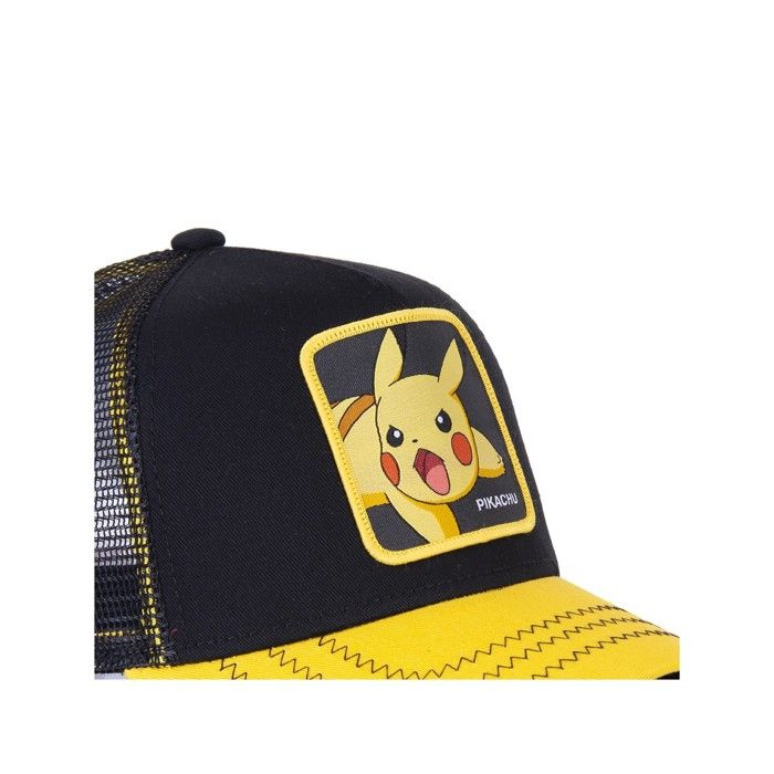 Capslab Casquette Trucker Pokemon Pikachu Homme - Trucker - Filet Rigide - Noir | Jaune | Gris - Visière Arrondie