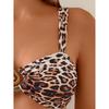 Sexy dámské dvoudílné plavky s kovovým doplňkem Leopardí vzor Bikini Trendy pro dospělé Polyesterová tkanina Vhodné pro plavání