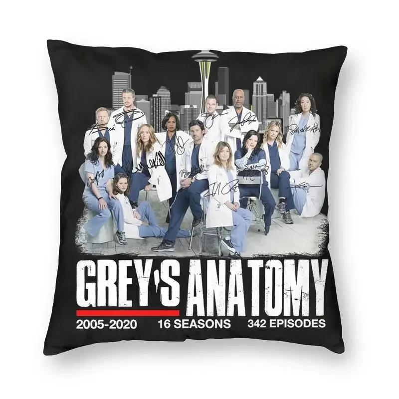 Greys Anatomy Seasons Episodes Signatures Cushion Cover Printing Throw Pillow Case for Sofa Custom Pillowcover Home Decoration