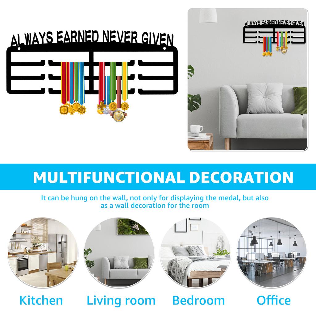 Medal Display Hanger Wall Mounted Iron Triathlon Running Sports Medal Display Rack Decorative Medal Holder for 30-45 Medals New