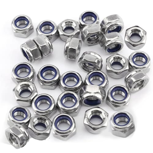TUDOUZZZ M6 Hex Lock Nuts, Pack of 30, Nylon Lock Nuts, 304 Stainless Steel, Locks to Prevent Loosening, DIN985 Lock Nut Standard