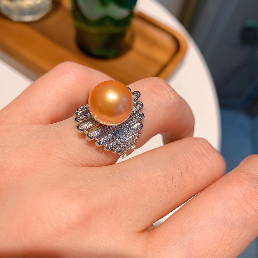 Wish Ao Fritillary Pearl Women's Ring Fashion Creative Jewelry, Adjustable Ring Hand