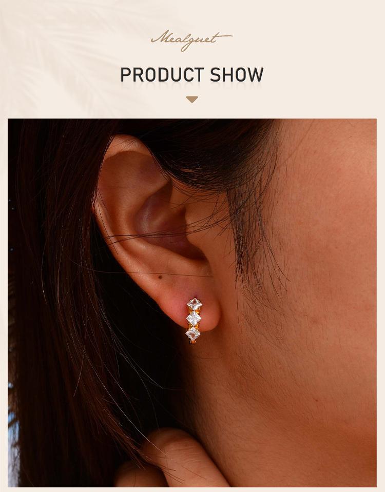 Stainless Steel Zircon Hoop Earrings, Small Round Hoops Huggie Earrings, Women Zircon Circle Piercing Ear Jewelry