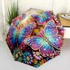Colorful Butterfly And Rose Print Folding Umbrella Portable And Stylish For Various Occasions Suitable For Outdoor Travel And Commuting Ideal