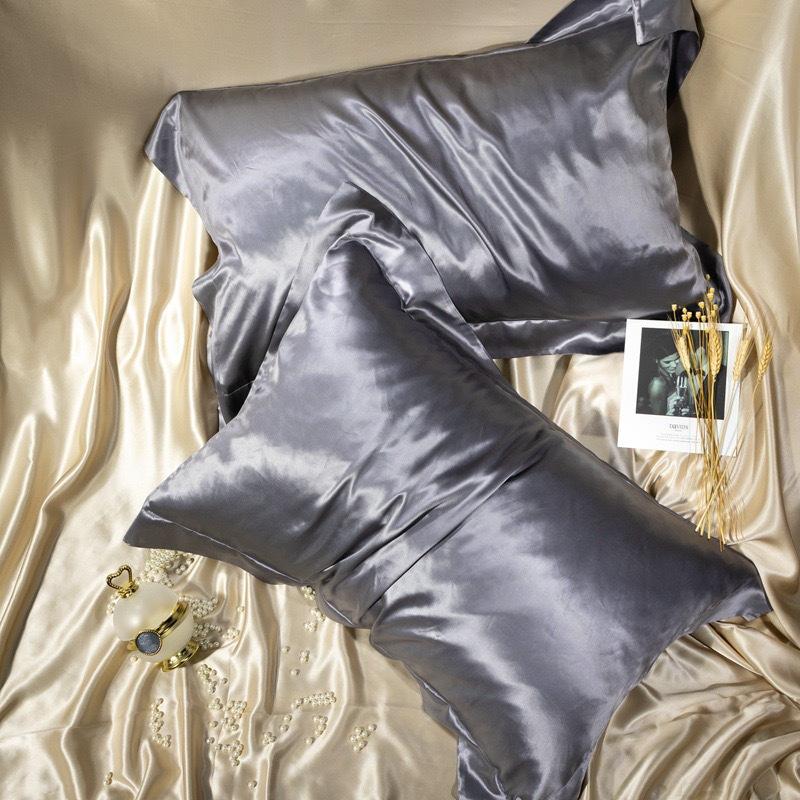 Solid Color Double-sided Silk Pillowcase Mulberry Silk Ice Silk Beauty Pillowcase Single Silk Wide-edge Pillowcase