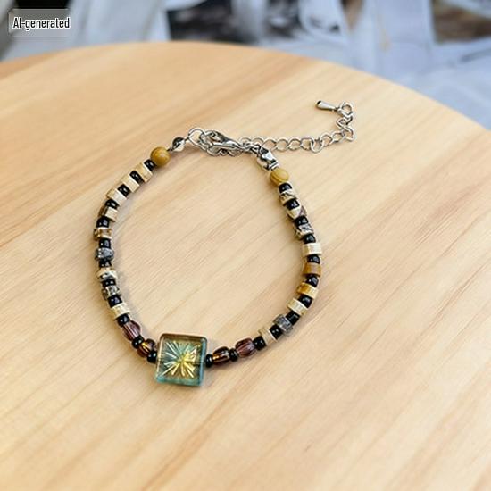 Rose Aquamarine Hand-Woven Crystal Bracelet - Versatile Couple Design