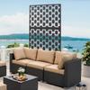 Modern Black Grid Privacy Screen Fence, Free Standing Outdoor Decorative Panel with Steel Frame, Metal Partition Wall for Garden