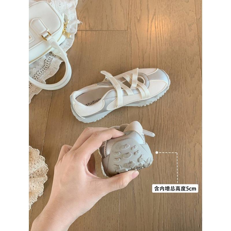 Cowhide~ Grape Ma Same Height Increase 5cm Ballet Style Cross Belt Splicing Versatile Platform German Training Shoes Women's Casual Shoes