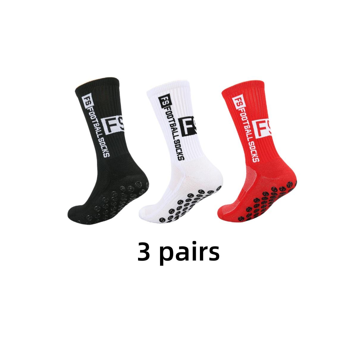 

3 пары нескользящих футбольных носков, мужские фрикционные прокладки, беговые, ледовые, снеговые, походные, спортивные, выше колена, носки для баскетбола
