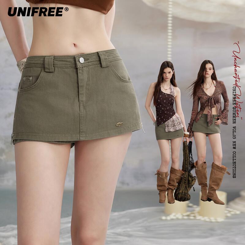 

UNIFREE Women s American Style Slim Washed Denim Shorts L