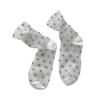 1pair Transparent Heart Print Socks Ultra-thin Mesh Medium Tube Socks Crystal Silk Socks  Women