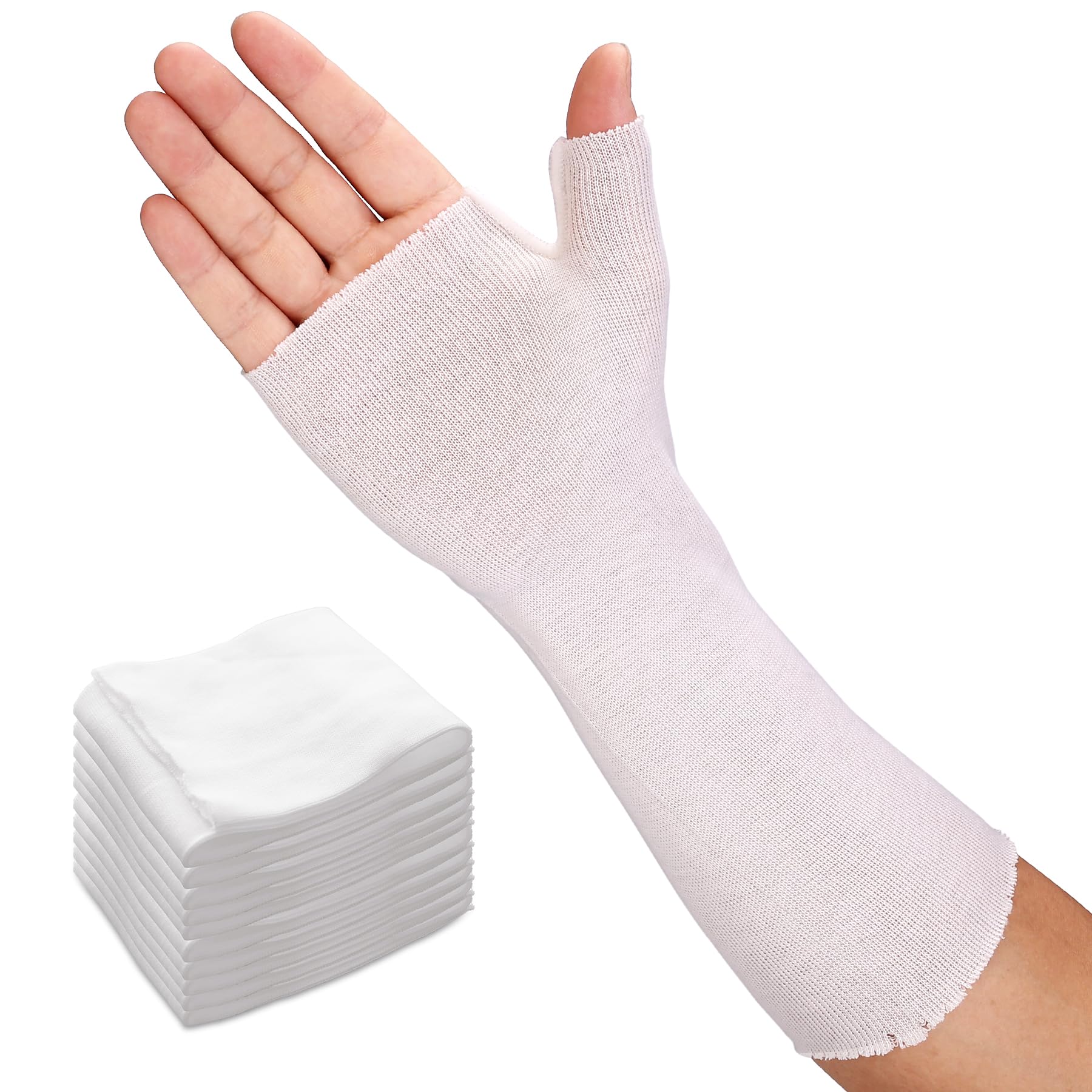 

Носки Velpeau Splint для рук с эластичными компрессионными рукавами, тонкие трикотажные рукава для рук, подкладка для запястья, запястный бандаж с шипом для большого пальца, хлопковая марля под гипсом белый