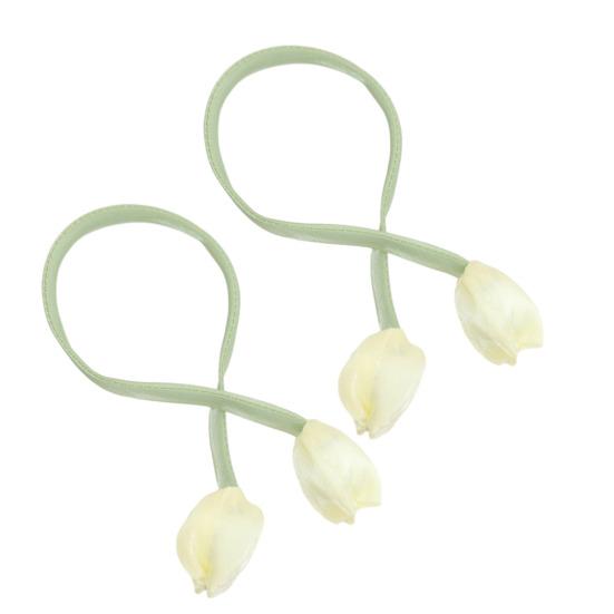 2 Stück Tulpenknospen Gardinenbinder, Dekorative Gardinen-Raffhalter, Knospen Weiche Seil-Raffhalter für Schlafzimmergardinen Terrassenvorhänge